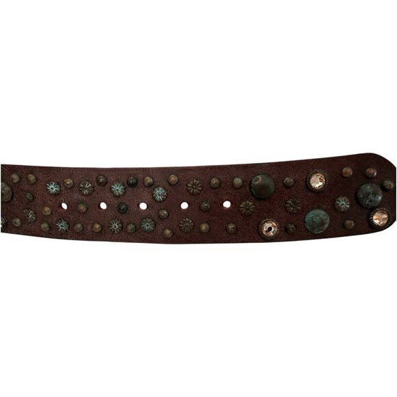 Streets Ahead Belt Women Large Studs Italian Leather Ribel Italy Buckle Western